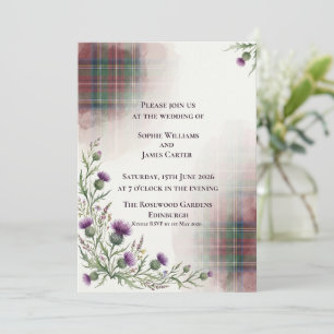 Scottish Tartan Plaid Thistle Traditional Wedding Invitation