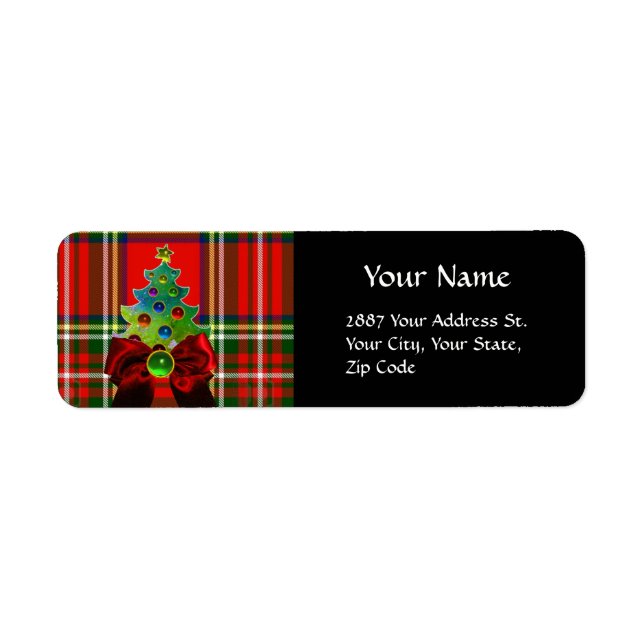 SCOTTISH TARTAN ,RED GREEN BOWS AND CHRISTMAS TREE (Front)