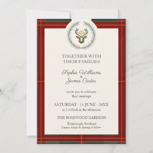 Scottish Tartan Stag Crest Invitation
