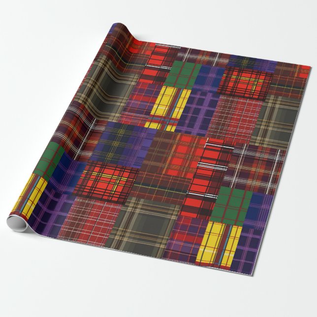 Scottish Tartan Swatch Wrapping Paper (Unrolled)