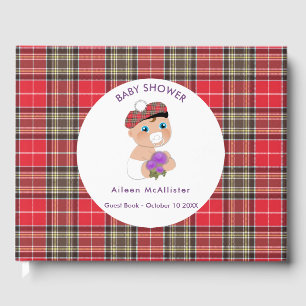 Scottish Tartan Thistle Baby Shower Personalised Guest Book
