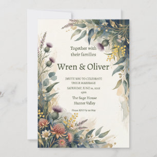 Scottish Tartan Thistle Floral Wedding Invitation