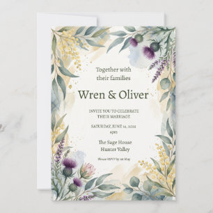 Scottish Tartan Thistle Floral Wedding Invitation