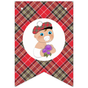 Scottish Tartan  Thistle Flower Cute Baby Shower Bunting