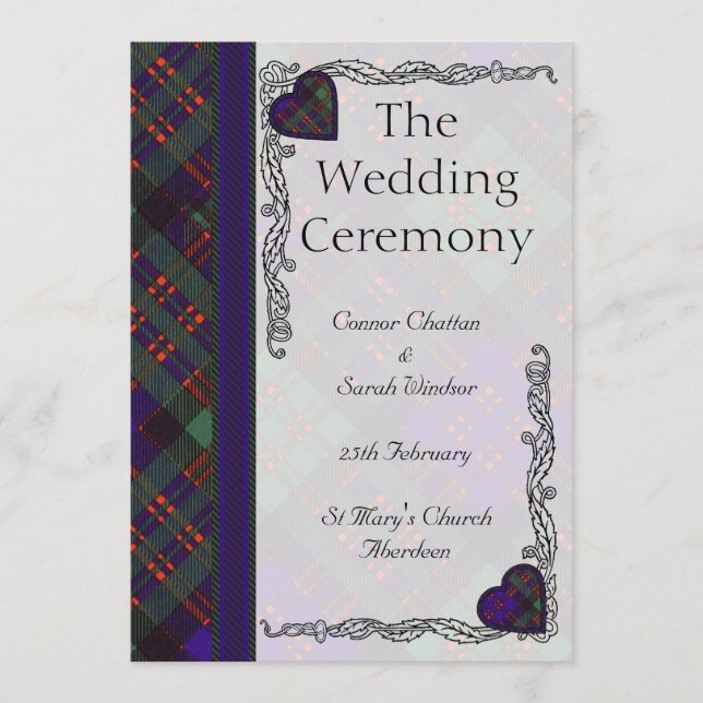 Scottish Tartan Wedding program - Macdonald Clan Programme (Front)