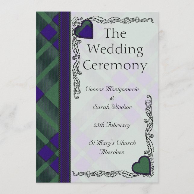 Scottish Tartan Wedding program - Montgomerie Programme (Front)
