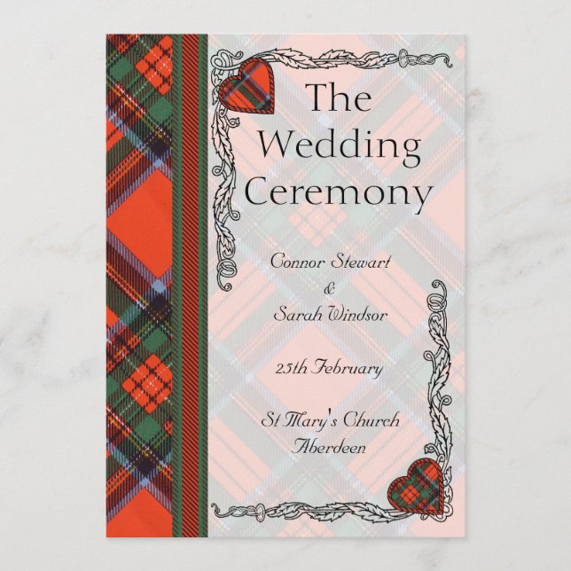 Scottish Tartan Wedding program - Royal Stewart Programme (Front)