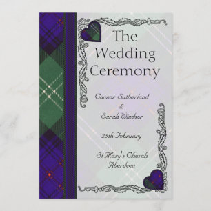 Scottish Tartan Wedding program - Sutherland Programme
