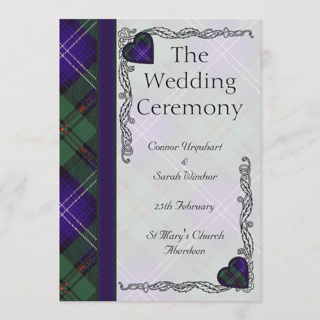 Scottish Tartan Wedding program - Urquart Programme (Front)