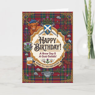 Scottish Tartan Whisky Birthday Card