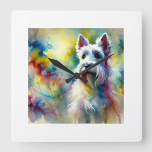 Scottish Terrier 300824AREF102 - Watercolor Square Wall Clock