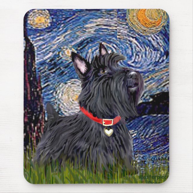 Scottish Terrier 6 - Starry Night (Vertical) Mouse Mat (Front)