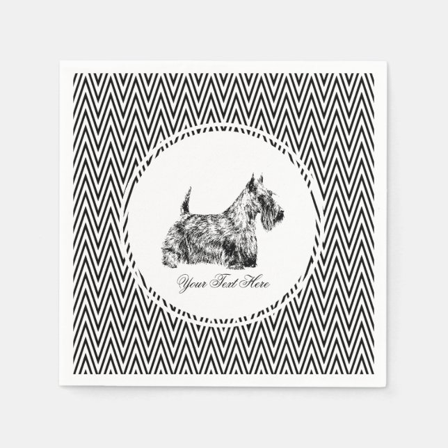 Scottish Terrier and Chevron Personalise Napkin (Front)