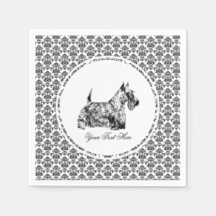 Scottish Terrier and Floral Personalise Napkin