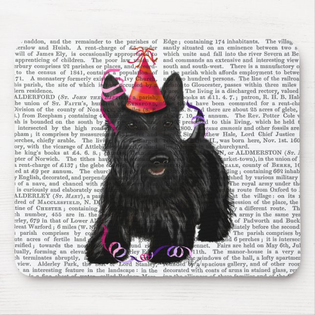 Scottish Terrier and Party Hat Mouse Mat (Front)