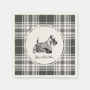 Scottish Terrier and Plaid Personalise Napkin