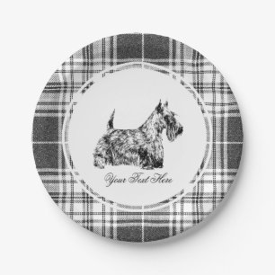 Scottish Terrier and Plaid Personalise Paper Plate