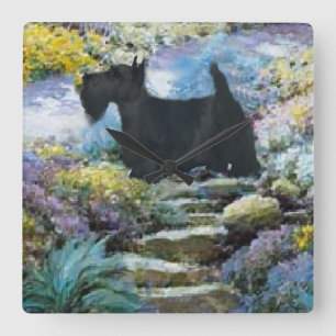 Scottish Terrier Art Gifts Square Wall Clock