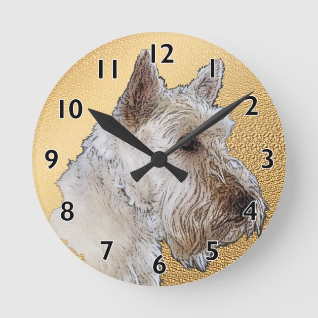 Scottish Terrier Art Round Clock (Front)