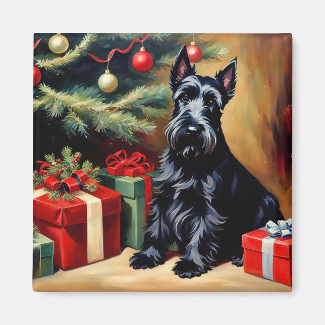 Scottish Terrier at Christmas Magnet (Front)