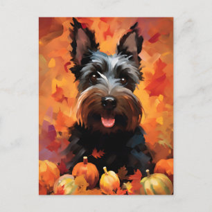 Scottish Terrier Autumn Thanksgiving Postcard