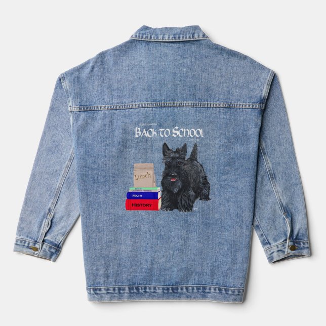Scottish Terrier Back to School  Denim Jacket (Back)