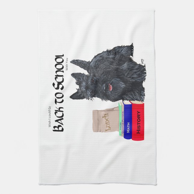 Scottish Terrier Back to School Tea Towel (Vertical)