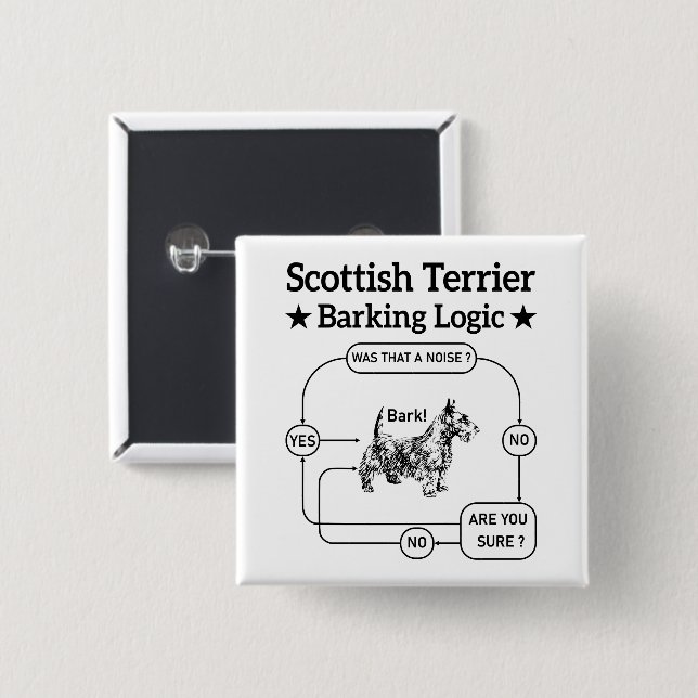 Scottish Terrier Barking Logic Funny Dog Sarcastic 15 Cm Square Badge (Front & Back)