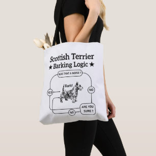 Scottish Terrier Barking Logic Funny Dog Sarcastic Tote Bag