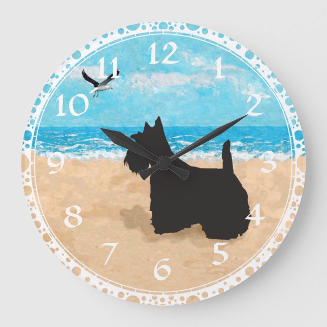 Scottish Terrier Beach Clock (Front)