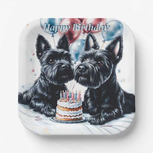 Scottish Terrier Birthday Paper Plate (Front)