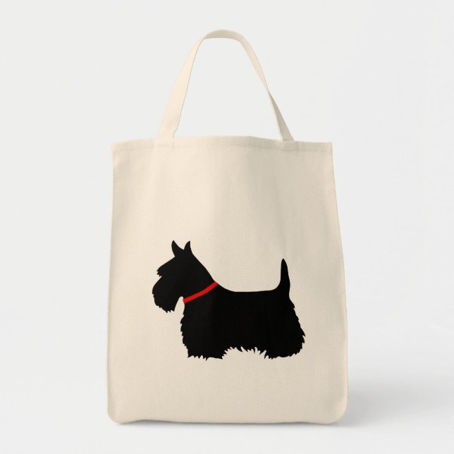 Scottish Terrier black, cletic braid, red colar Tote Bag (Front)