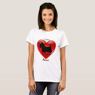 Scottish Terrier black double heart, I love T-Shirt