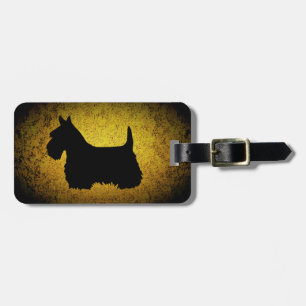 Scottish Terrier, black silhouette, granite gold Luggage Tag