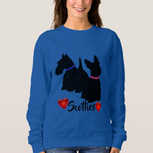 Scottish Terrier/black silhouette pink/blue collar Sweatshirt