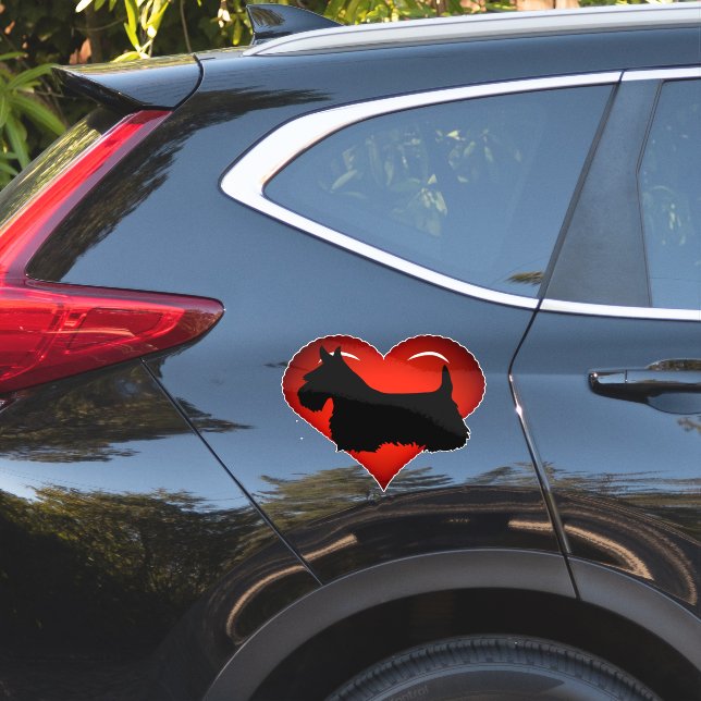 Scottish Terrier/black silhouette/ red heart (Car Side)