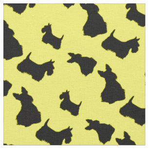 Scottish Terrier black silhouette, red/pink bow Fabric