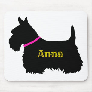 Scottish Terrier black silhouette, Scotland dog Mouse Mat