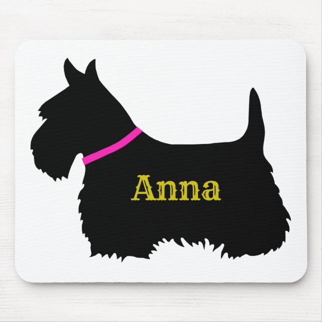 Scottish Terrier black silhouette, Scotland dog Mouse Mat (Front)