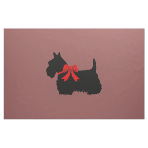 Scottish Terrier black silhouette/zazzle maroon Fabric