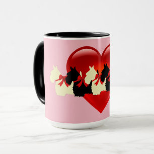 Scottish Terrier black silhouette, zazzle pink Mug