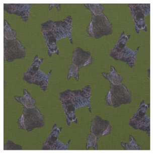Scottish Terrier black sitting/standing/Odee green Fabric