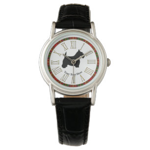 Scottish Terrier Black Tartan Ring Watch