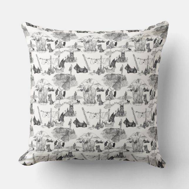 SCOTTISH Terrier Black Toile Cushion (Front)