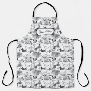 SCOTTISH Terrier Black Toile Custom Name Apron