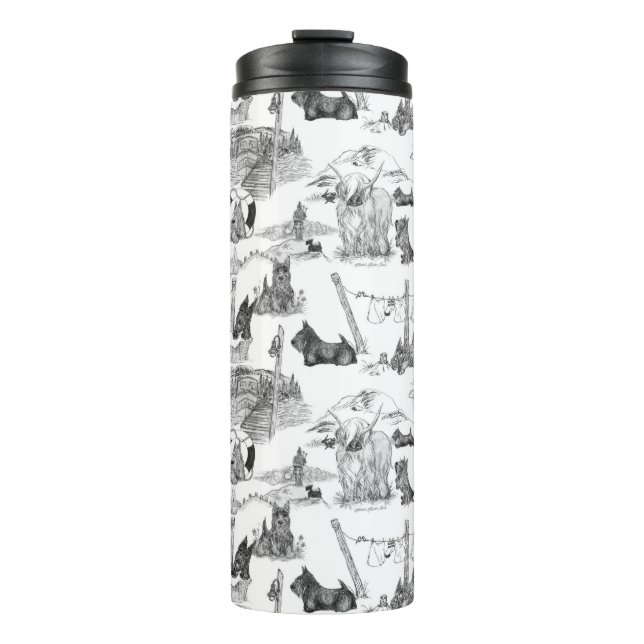 SCOTTISH Terrier Black Toile Thermal Tumbler (Front)