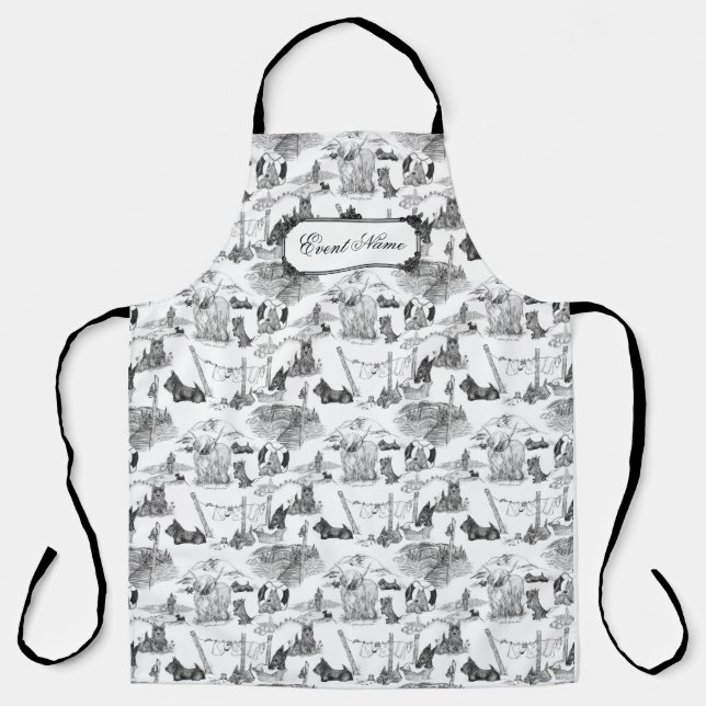 SCOTTISH Terrier Black Toile w/Custom Name Apron (Front)