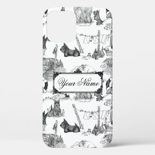 SCOTTISH Terrier Black Toile w/Custom Name Case-Mate iPhone Case (Back)