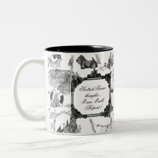 SCOTTISH Terrier Black Toile w/Customisation Two-Tone Coffee Mug