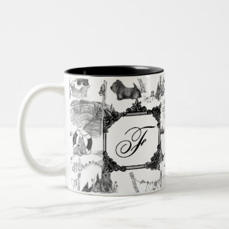 SCOTTISH Terrier Black Toile w/Monogram Two-Tone Coffee Mug